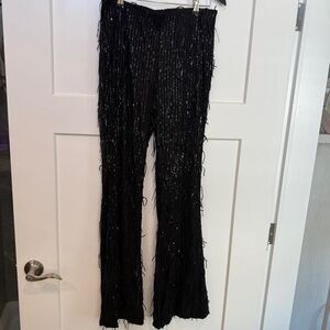 H&M Black Textured Pants